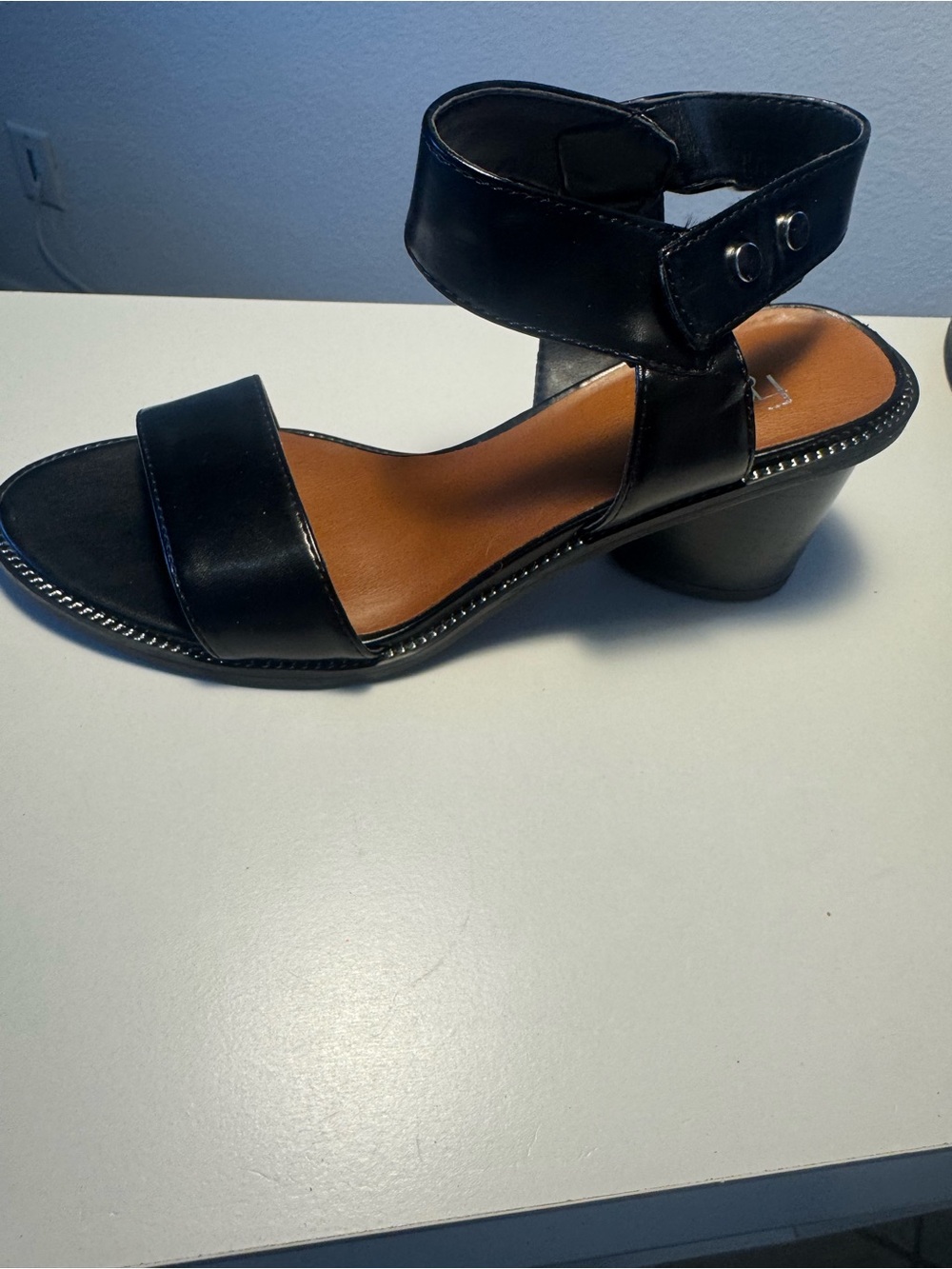 Franco Sarto Black Ankle Strap Block Heel Sandals - Picture 5 of 7